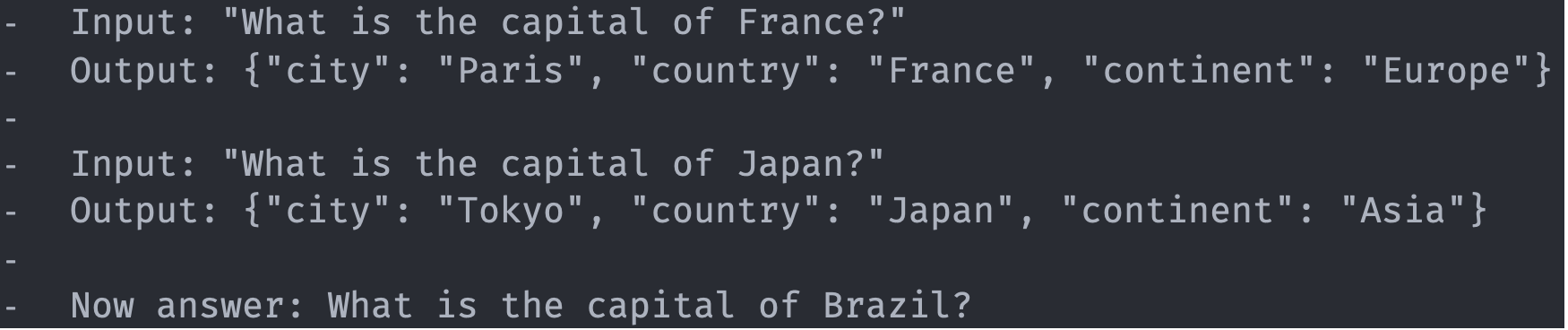 Example of providing examples in the prompt.