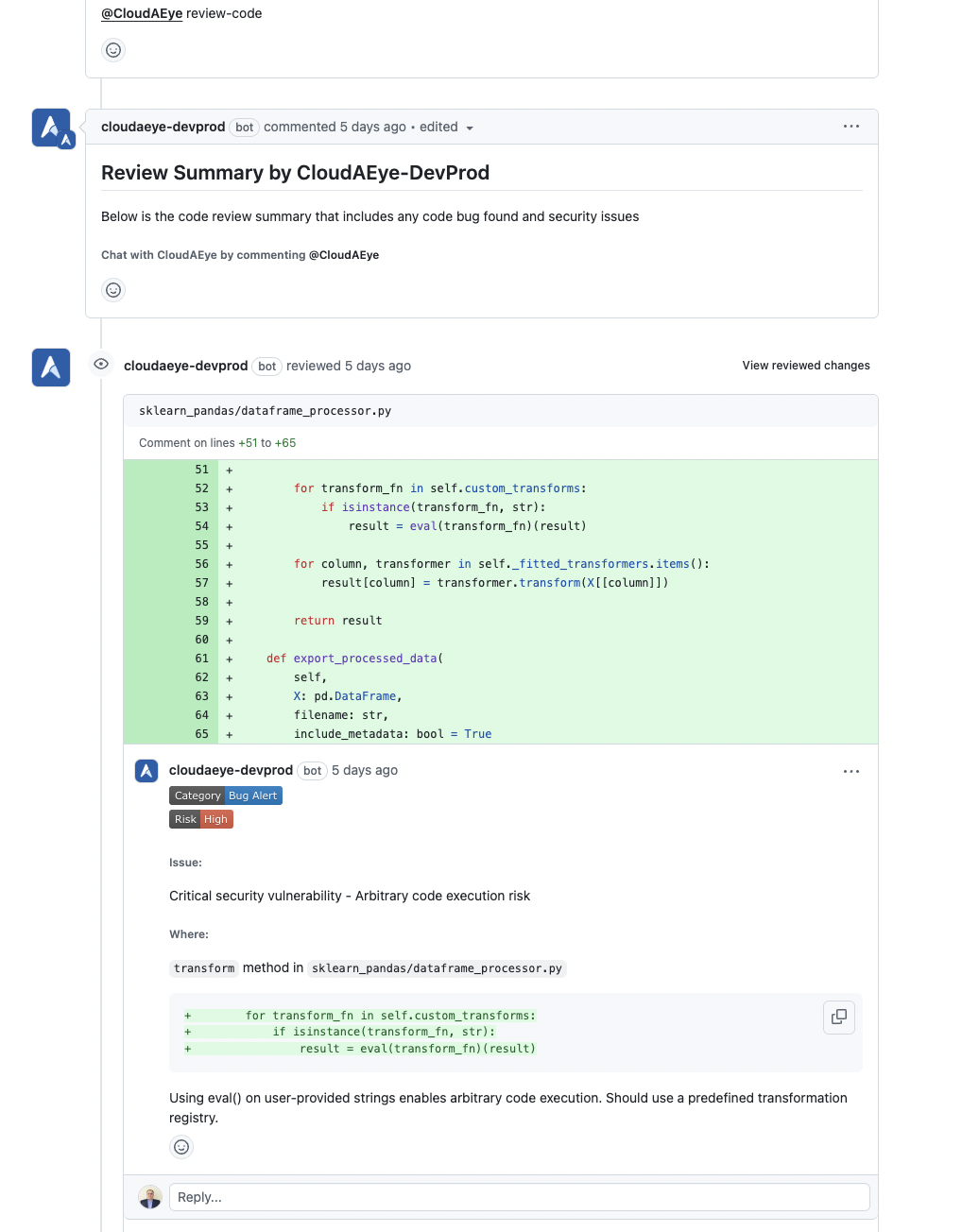 CloudAEye Code Review